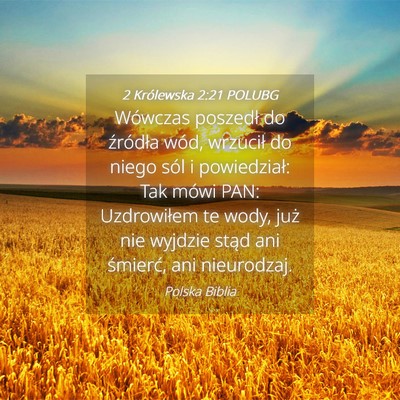 Picture 04 - 2 Królewska 2:21 POLUBG - Wówczas poszedł do źródła wód, wrzucił do - Bible Verse Picture