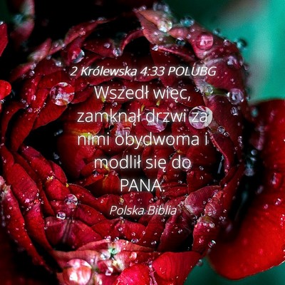 Picture 04 - 2 Królewska 4:33 POLUBG - Wszedł więc, zamknął drzwi za nimi obydwoma i - Bible Verse Picture