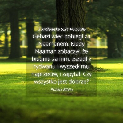 Picture 04 - 2 Królewska 5:21 POLUBG - Gehazi więc pobiegł za Naamanem. Kiedy Naaman - Bible Verse Picture