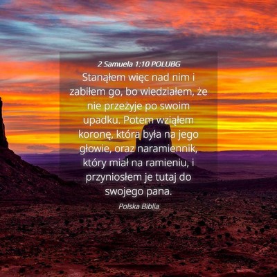 Picture 04 - 2 Samuela 1:10 POLUBG - Stanąłem więc nad nim i zabiłem go, bo - Bible Verse Picture