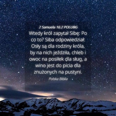 Picture 04 - 2 Samuela 16:2 POLUBG - Wtedy król zapytał Sibę: Po co to? Siba - Bible Verse Picture