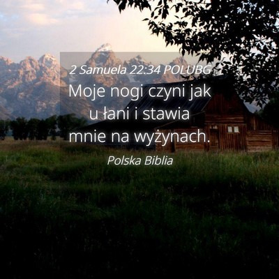 Picture 04 - 2 Samuela 22:34 POLUBG - Moje nogi czyni jak u łani i stawia mnie na - Bible Verse Picture