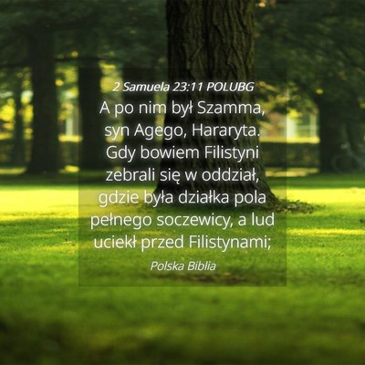 Picture 04 - 2 Samuela 23:11 POLUBG - A po nim był Szamma, syn Agego, Hararyta. Gdy - Bible Verse Picture