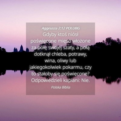Picture 04 - Aggeusza 2:12 POLUBG - Gdyby ktoś niósł poświęcone mięso włożone - Bible Verse Picture