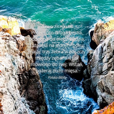Picture 04 - Daniela 7:5 POLUBG - Potem oto druga bestia, podobna do niedźwiedzia. - Bible Verse Picture
