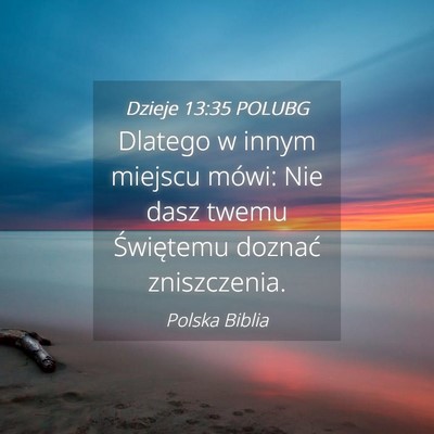 Picture 04 - Dzieje 13:35 POLUBG - Dlatego w innym miejscu mówi: Nie dasz twemu - Bible Verse Picture