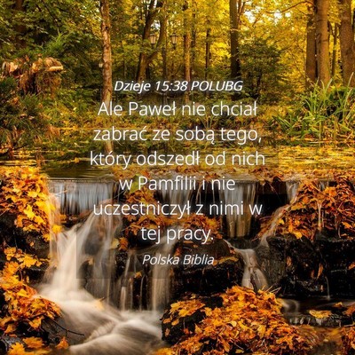 Picture 04 - Dzieje 15:38 POLUBG - Ale Paweł nie chciał zabrać ze sobą tego, - Bible Verse Picture