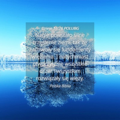 Picture 04 - Dzieje 16:26 POLUBG - Nagle powstało silne trzęsienie ziemi, tak że - Bible Verse Picture