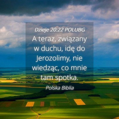 Picture 04 - Dzieje 20:22 POLUBG - A teraz, związany w duchu, idę do Jerozolimy, - Bible Verse Picture