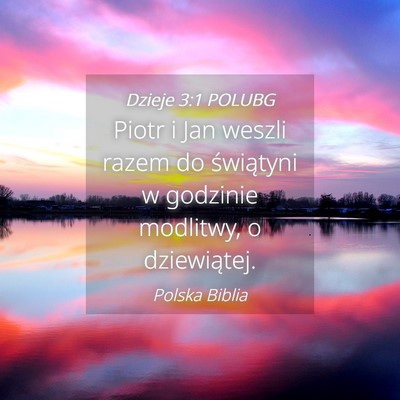 Picture 04 - Dzieje 3:1 POLUBG - Piotr i Jan weszli razem do świątyni w godzinie - Bible Verse Picture
