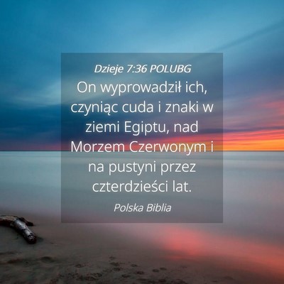 Picture 04 - Dzieje 7:36 POLUBG - On wyprowadził ich, czyniąc cuda i znaki w - Bible Verse Picture