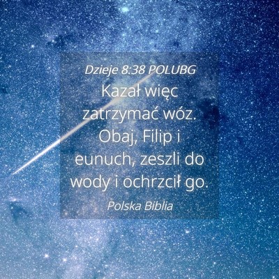 Picture 04 - Dzieje 8:38 POLUBG - Kazał więc zatrzymać wóz. Obaj, Filip i - Bible Verse Picture