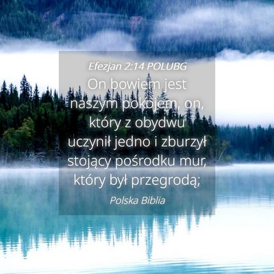 Picture 04 - Efezjan 2:14 POLUBG - On bowiem jest naszym pokojem, on, który z - Bible Verse Picture