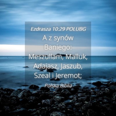 Picture 04 - Ezdrasza 10:29 POLUBG - A z synów Baniego: Meszullam, Malluk, Adajasz, - Bible Verse Picture