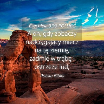 Picture 04 - Ezechiela 33:3 POLUBG - A on, gdy zobaczy nadciągający miecz na tę - Bible Verse Picture