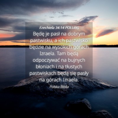 Picture 04 - Ezechiela 34:14 POLUBG - Będę je pasł na dobrym pastwisku, a ich - Bible Verse Picture
