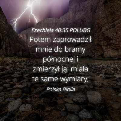 Picture 04 - Ezechiela 40:35 POLUBG - Potem zaprowadził mnie do bramy północnej i - Bible Verse Picture