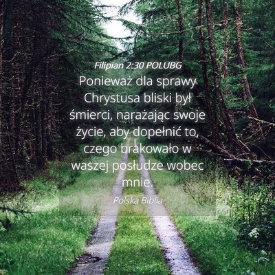 Picture 04 - Filipian 2:30 POLUBG - Ponieważ dla sprawy Chrystusa bliski był - Bible Verse Picture