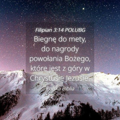 Picture 04 - Filipian 3:14 POLUBG - Biegnę do mety, do nagrody powołania Bożego, - Bible Verse Picture
