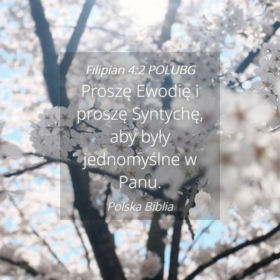 Picture 04 - Filipian 4:2 POLUBG - Proszę Ewodię i proszę Syntychę, aby były - Bible Verse Picture