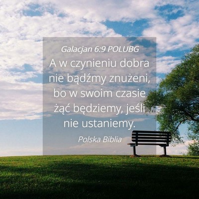 Picture 04 - Galacjan 6:9 POLUBG - A w czynieniu dobra nie bądźmy znużeni, bo w - Bible Verse Picture