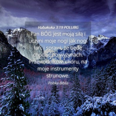 Picture 04 - Habakuka 3:19 POLUBG - Pan BÓG jest moją siłą i uczyni moje nogi jak - Bible Verse Picture