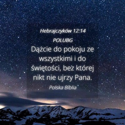 Picture 04 - Hebrajczyków 12:14 POLUBG - Dążcie do pokoju ze wszystkimi i do - Bible Verse Picture