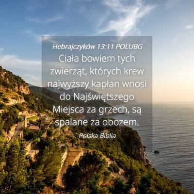 Picture 04 - Hebrajczyków 13:11 POLUBG - Ciała bowiem tych zwierząt, których krew - Bible Verse Picture