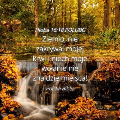 Picture 04 - Hioba 16:18 POLUBG - Ziemio, nie zakrywaj mojej krwi i niech moje - Bible Verse Picture