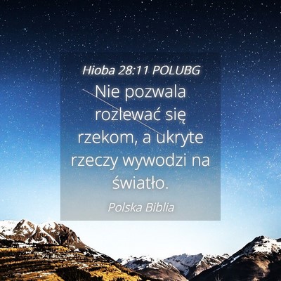 Picture 04 - Hioba 28:11 POLUBG - Nie pozwala rozlewać się rzekom, a ukryte - Bible Verse Picture