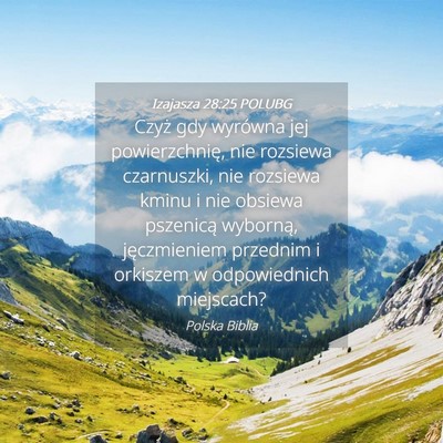 Picture 04 - Izajasza 28:25 POLUBG - Czyż gdy wyrówna jej powierzchnię, nie - Bible Verse Picture