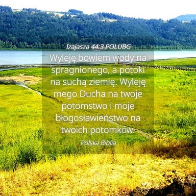 Picture 04 - Izajasza 44:3 POLUBG - Wyleję bowiem wody na spragnionego, a potoki na - Bible Verse Picture