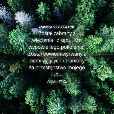 Picture 04 - Izajasza 53:8 POLUBG - Został zabrany z więzienia i z sądu. Kto - Bible Verse Picture