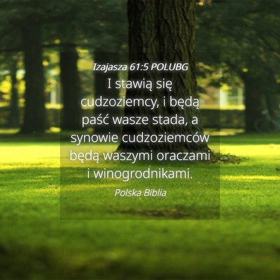 Picture 04 - Izajasza 61:5 POLUBG - I stawią się cudzoziemcy, i będą paść wasze - Bible Verse Picture