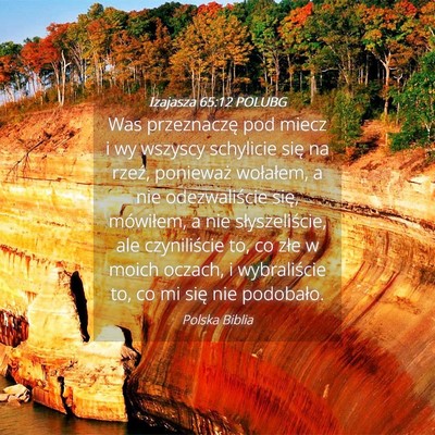 Picture 04 - Izajasza 65:12 POLUBG - Was przeznaczę pod miecz i wy wszyscy schylicie - Bible Verse Picture
