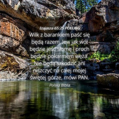 Picture 04 - Izajasza 65:25 POLUBG - Wilk z barankiem paść się będą razem, lew - Bible Verse Picture