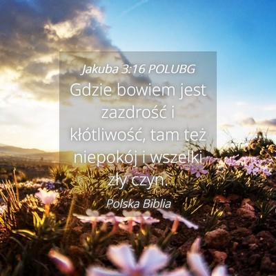 Picture 04 - Jakuba 3:16 POLUBG - Gdzie bowiem jest zazdrość i kłótliwość, - Bible Verse Picture