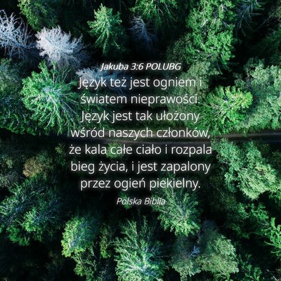 Picture 04 - Jakuba 3:6 POLUBG - Język też jest ogniem i światem nieprawości. - Bible Verse Picture
