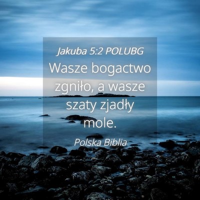 Picture 04 - Jakuba 5:2 POLUBG - Wasze bogactwo zgniło, a wasze szaty zjadły - Bible Verse Picture