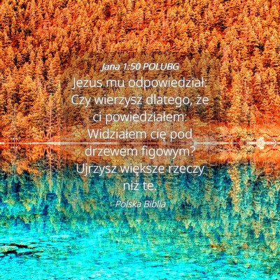 Picture 04 - Jana 1:50 POLUBG - Jezus mu odpowiedział: Czy wierzysz dlatego, że - Bible Verse Picture