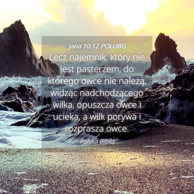 Picture 04 - Jana 10:12 POLUBG - Lecz najemnik, który nie jest pasterzem, do - Bible Verse Picture