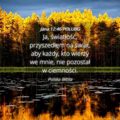 Picture 04 - Jana 12:46 POLUBG - Ja, światłość, przyszedłem na świat, aby - Bible Verse Picture
