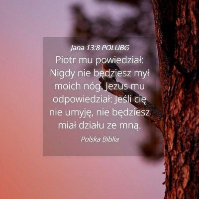Picture 04 - Jana 13:8 POLUBG - Piotr mu powiedział: Nigdy nie będziesz mył - Bible Verse Picture