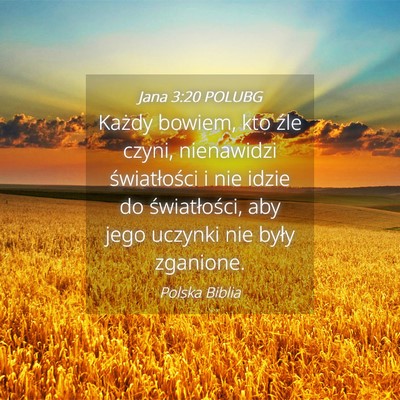 Picture 04 - Jana 3:20 POLUBG - Każdy bowiem, kto źle czyni, nienawidzi - Bible Verse Picture
