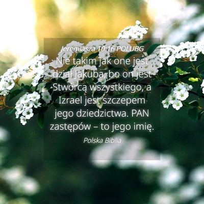 Picture 04 - Jeremiasza 10:16 POLUBG - Nie takim jak one jest dział Jakuba, bo on jest - Bible Verse Picture