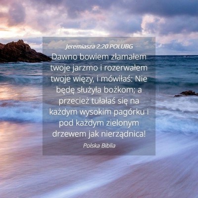 Picture 04 - Jeremiasza 2:20 POLUBG - Dawno bowiem złamałem twoje jarzmo i - Bible Verse Picture