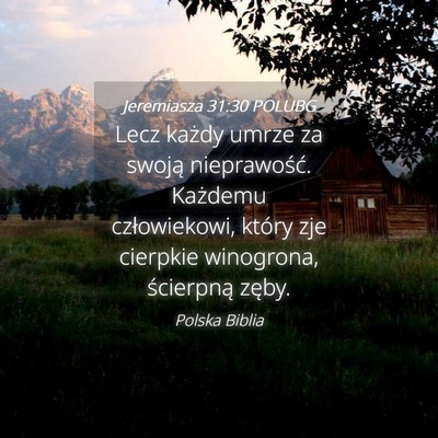 Picture 04 - Jeremiasza 31:30 POLUBG - Lecz każdy umrze za swoją nieprawość. - Bible Verse Picture