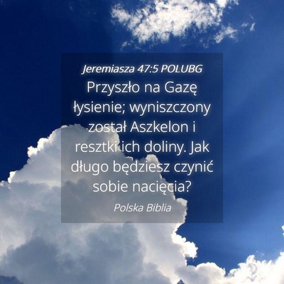 Picture 04 - Jeremiasza 47:5 POLUBG - Przyszło na Gazę łysienie; wyniszczony został - Bible Verse Picture