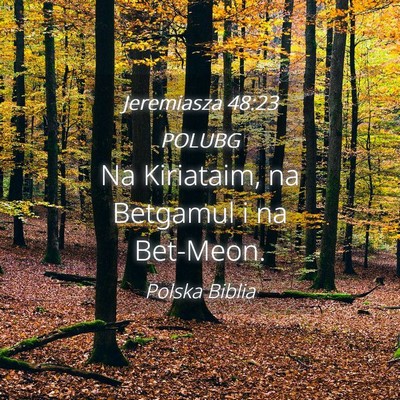Picture 04 - Jeremiasza 48:23 POLUBG - Na Kiriataim, na Betgamul i na - Bible Verse Picture