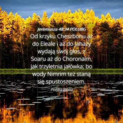 Picture 04 - Jeremiasza 48:34 POLUBG - Od krzyku Cheszbonu aż do Eleale i aż do Jahazy - Bible Verse Picture
